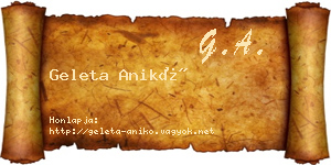 Geleta Anikó névjegykártya